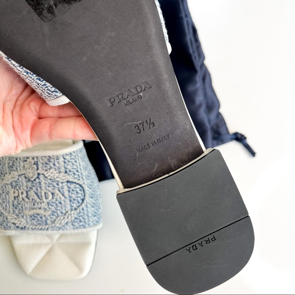 Prada Logo Bicolor Jacquard Slide Sandals - Picture 5 of 5